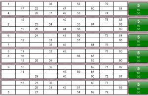 Bingo ticket strip.